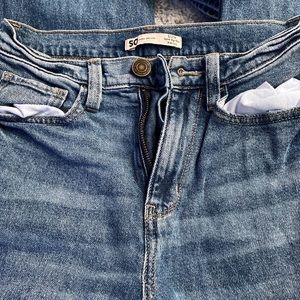 So blue wide leg high rise ripped jeans